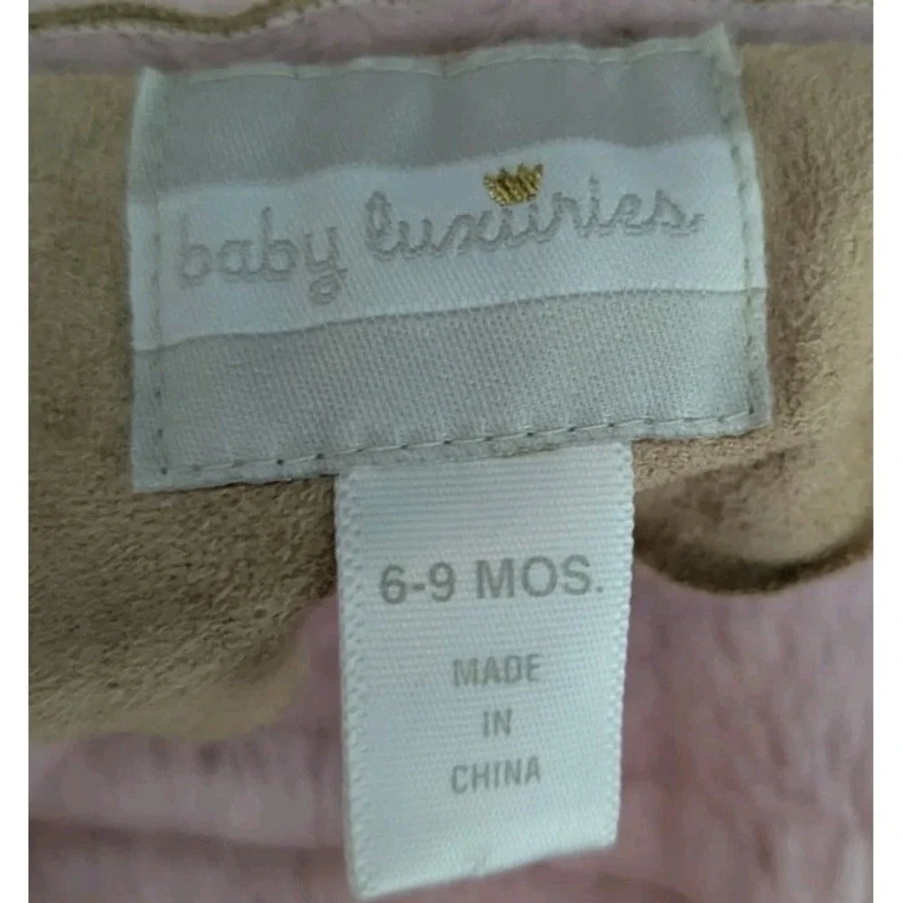 Baby Luxuries Children's Place Baby Girl 6-9M Suede Coat Faux Fur Lined Pink Tan